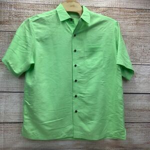 Tommy Bahama Button Up Shirt Palm Leaf Print Short‎ Sleeve [Size XL]